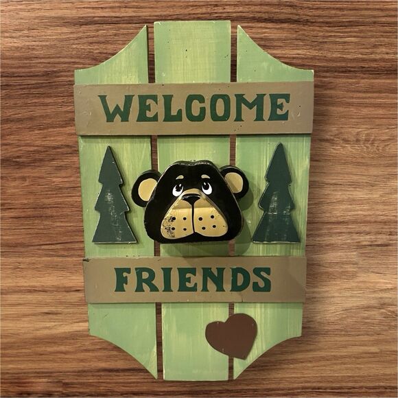 Bear Welcome Sign Lodge Decor Cabin Entry Sign Bear Rustic Home Decor - Picture 1 of 4